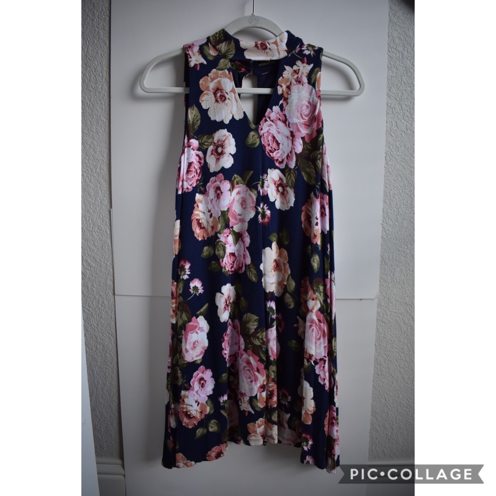 Altar'd State Navy Floral Cutout Dress